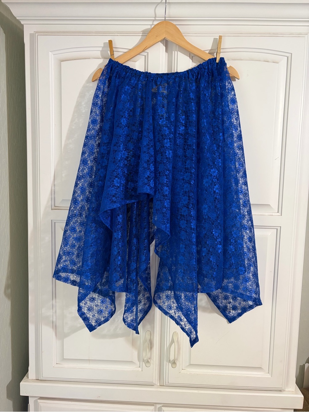 Vintage Royal Blue High-Low Lace Skirt